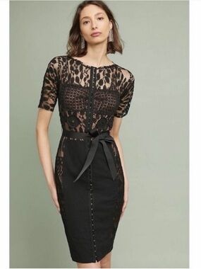 Anthropologie Beguile by Byron Lars Black Lace Carissima Sheath Dress Size 2